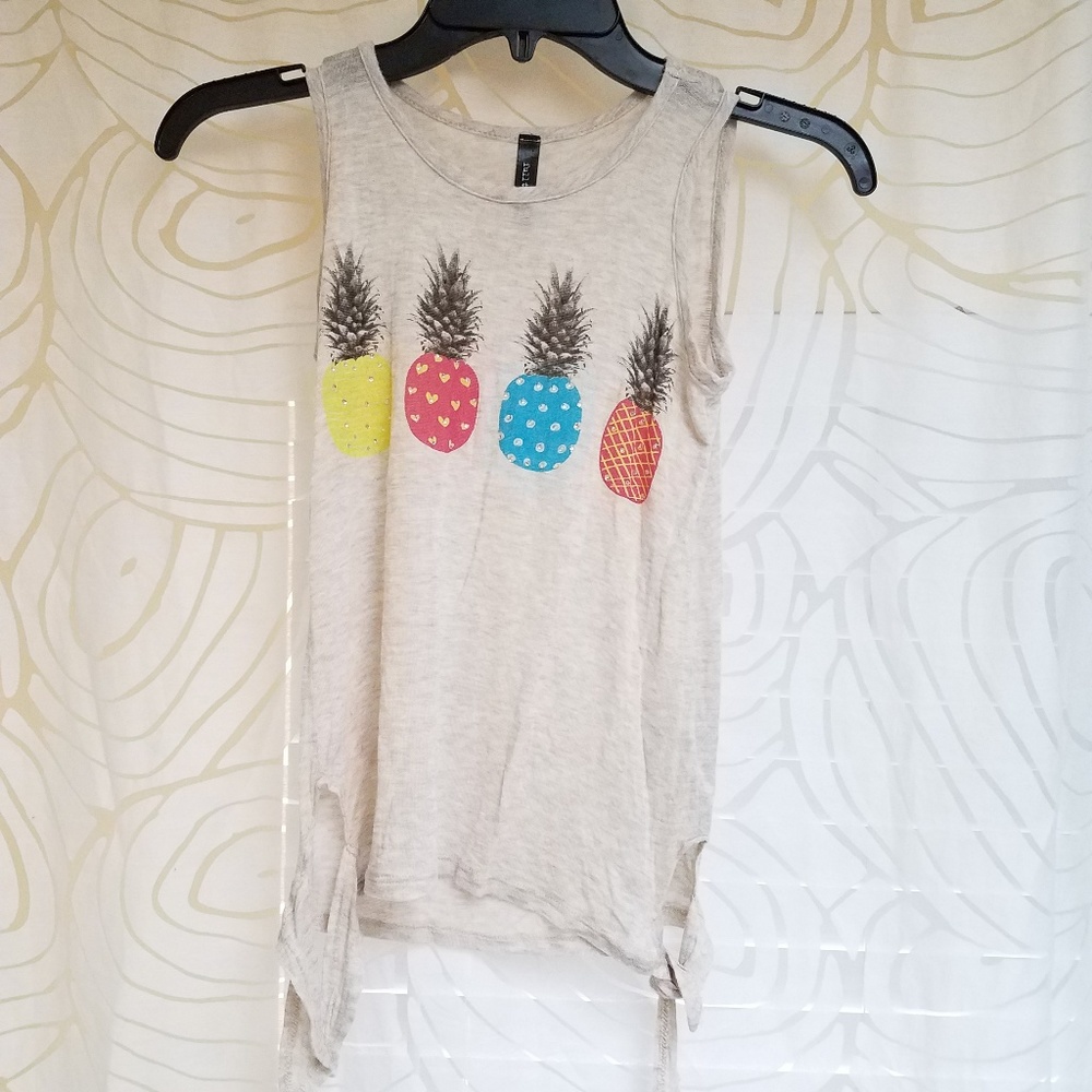 Tillys Graphic Tee Sheer Tank Top Pineapples